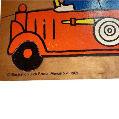 Vintage Dick Bruna Fire Engine Wooden Puzzle
