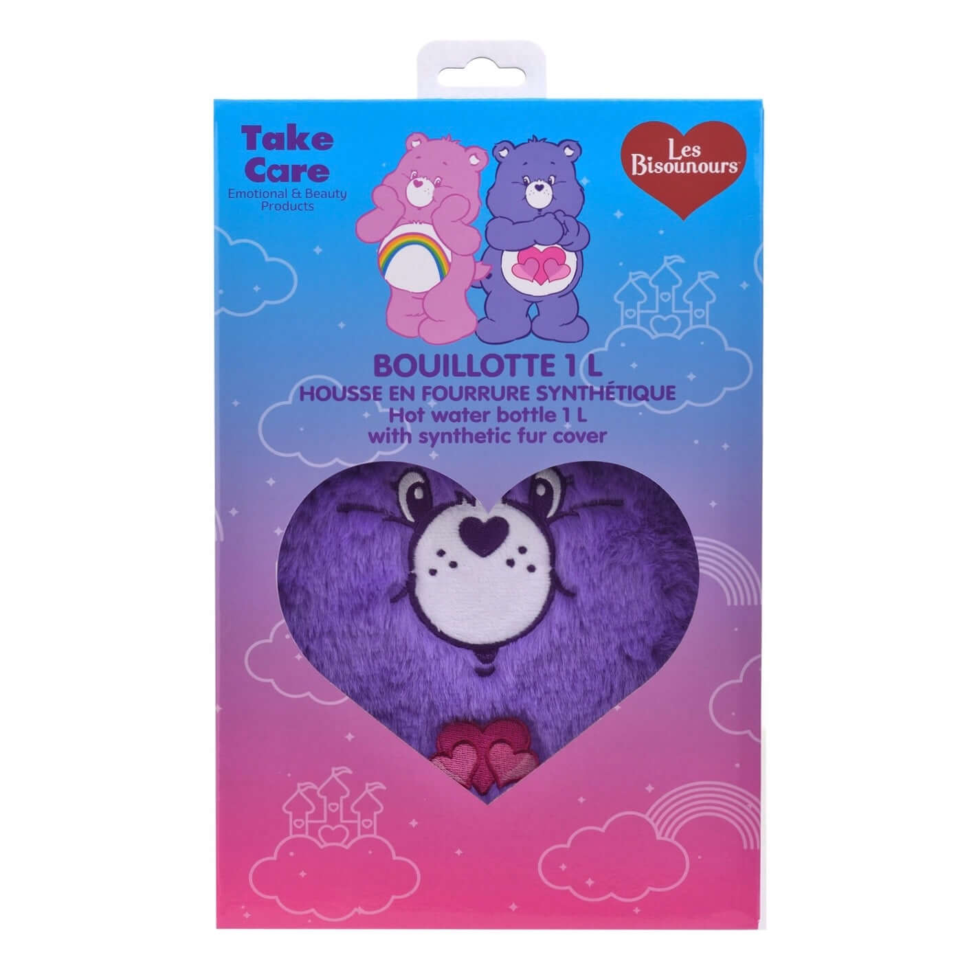 Care Bears Hot Water Bottle 1L with Synthetic Fur Cover- Harmony Bear