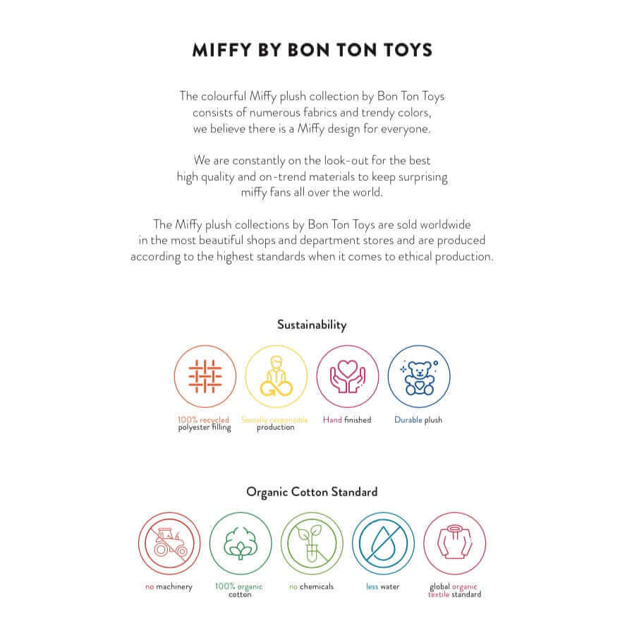 18cm Corduroy Miffy Plush- Rainbow