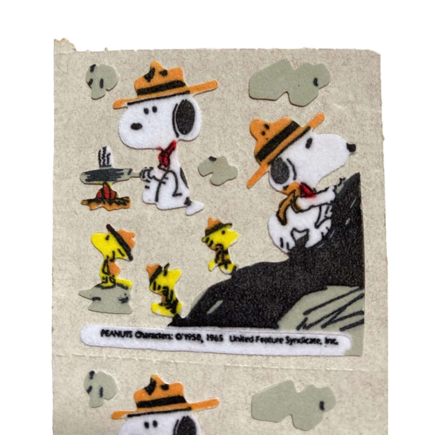 Vintage Peanuts Snoopy and Woodstock Flocked Stickers