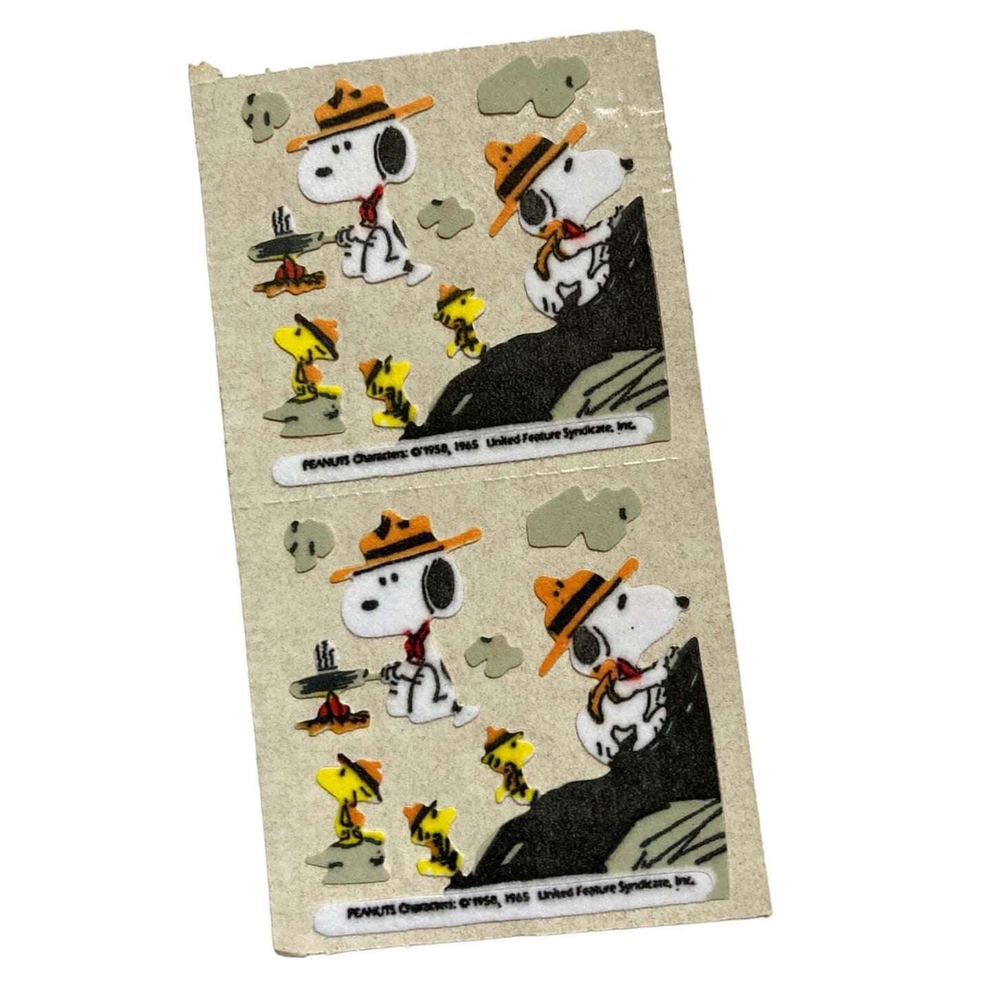 Vintage Peanuts Snoopy and Woodstock Flocked Stickers
