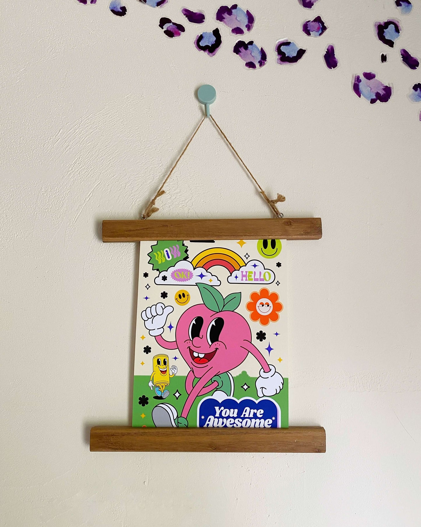 Cartoon “You Are Awesome” Neon Type Print- 21 x 30cm