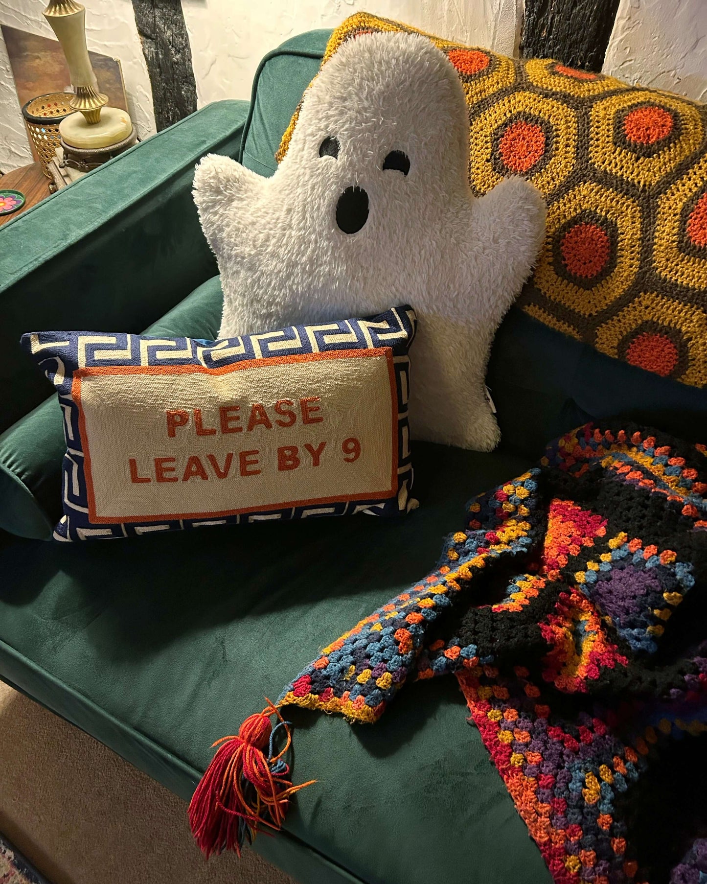 Please Leave By 9 Needlepoint Cushion