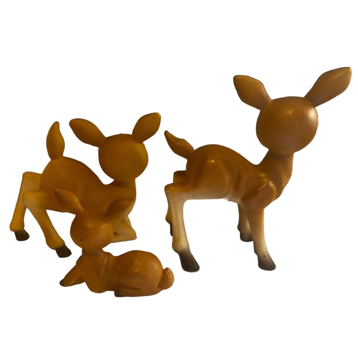 Vintage Hard Plastic Deer Family of Three Figurines
