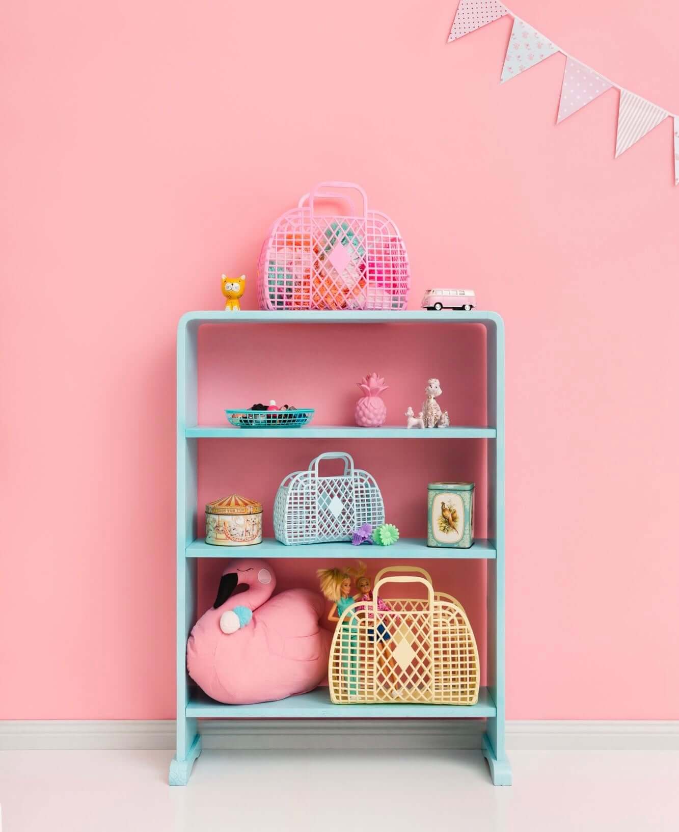 Jelly Bag Retro Basket Small- Light Blue