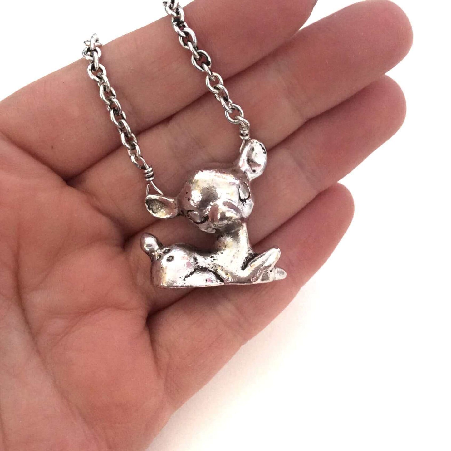 Retro Sitting Deer Silver Tone Pendant £15 Five Little Diamonds