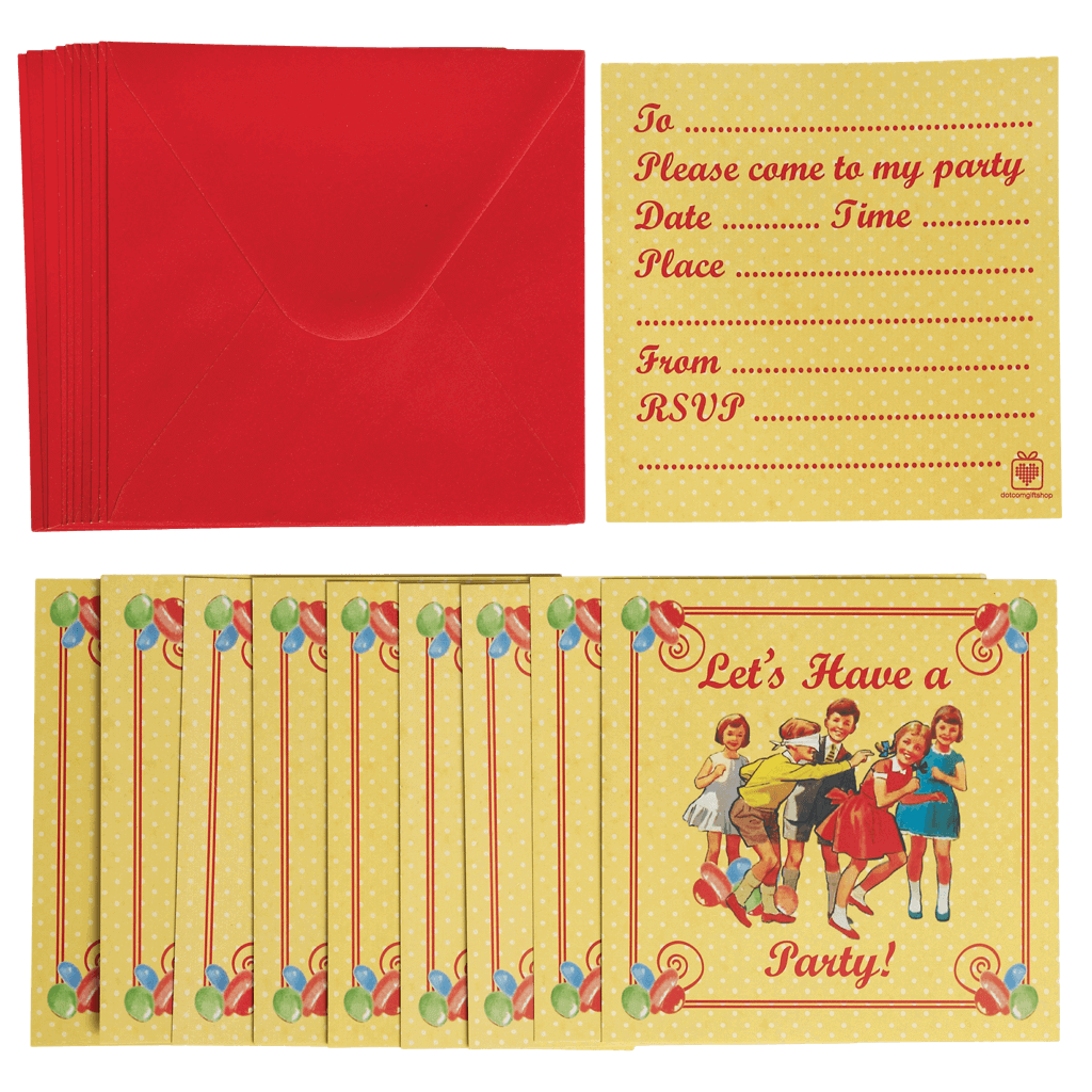 Set of 10 Vintage Style Party Invites