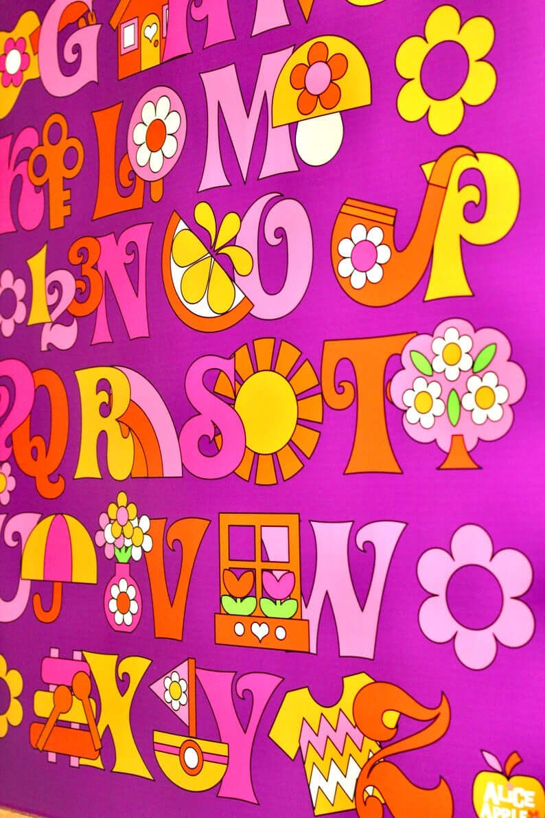 A3 Retro Alphabet Chart Poster £9 Five Little Diamonds