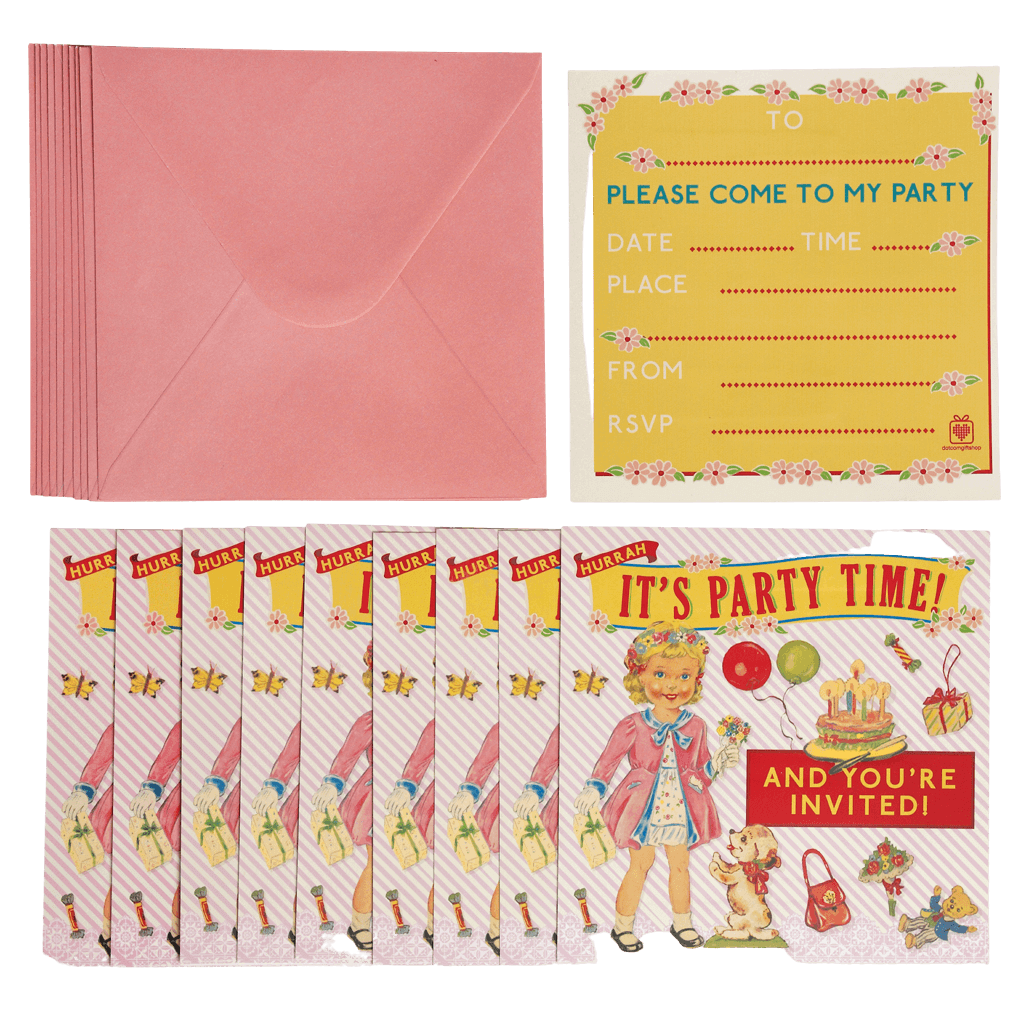 Set of 10 Dress Up Dolly Party Invites