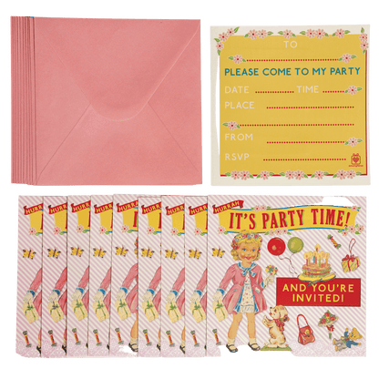 Set of 10 Dress Up Dolly Party Invites