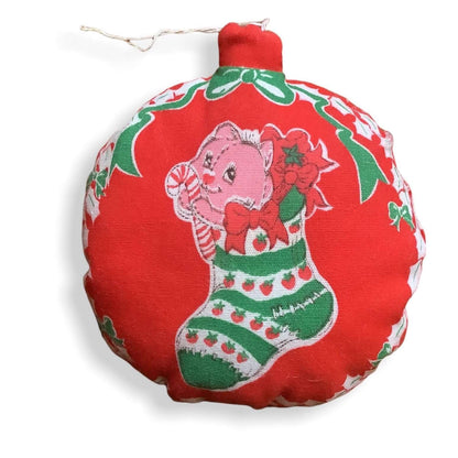 Vintage Strawberry Shortcake Custard the Cat Fabric Christmas Tree Decoration