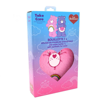 Care Bears Hot Water Bottle 1L with Synthetic Fur Cover- Cheer Bear
