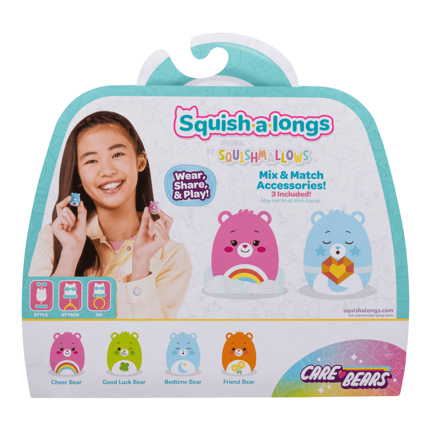 Original Squishmallows Squish-a-longs Care Bears Mini-Squish Series (Style 1)