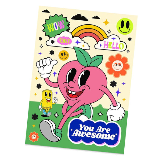 Cartoon “You Are Awesome” Neon Type Print- 21 x 30cm