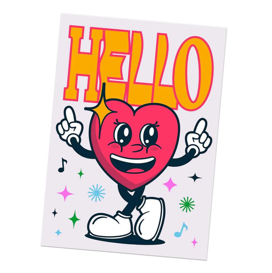 Cartoon “Hello” Heart Cartoon Kids Print- 21 x 30cm