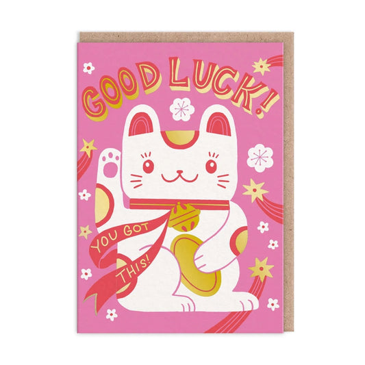 Lucky Cat Good Luck Greetings Card