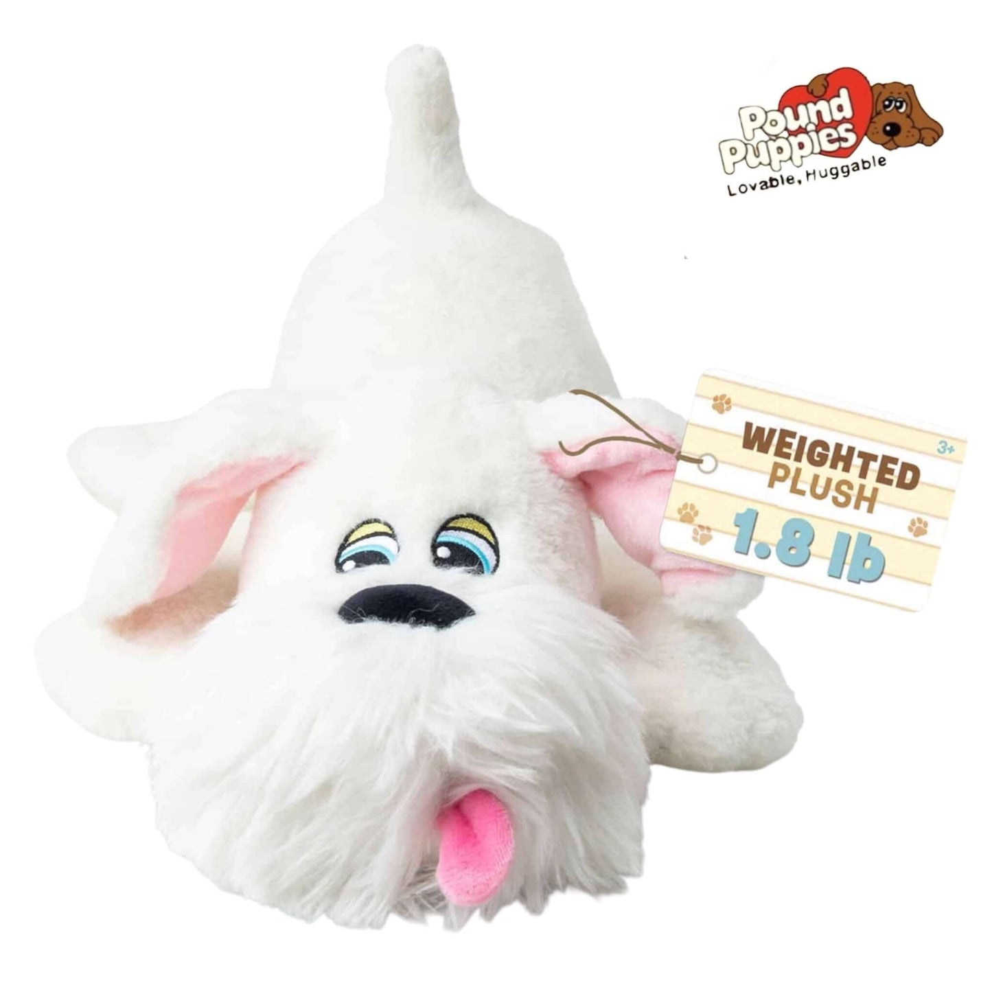 Pound Puppies Weighted Snuggles- White with Fluffy Beard