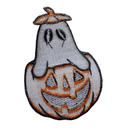 Halloween Ghost in Pumpkin Vintage Style Patch