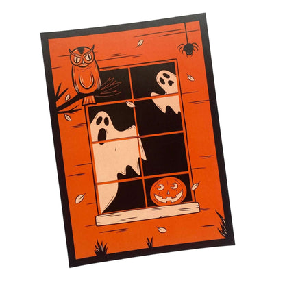 Halloween “Ghosts in the Window” Vintage Inspired Postcard