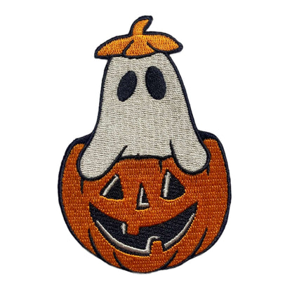 Halloween Ghost in Pumpkin Vintage Style Patch