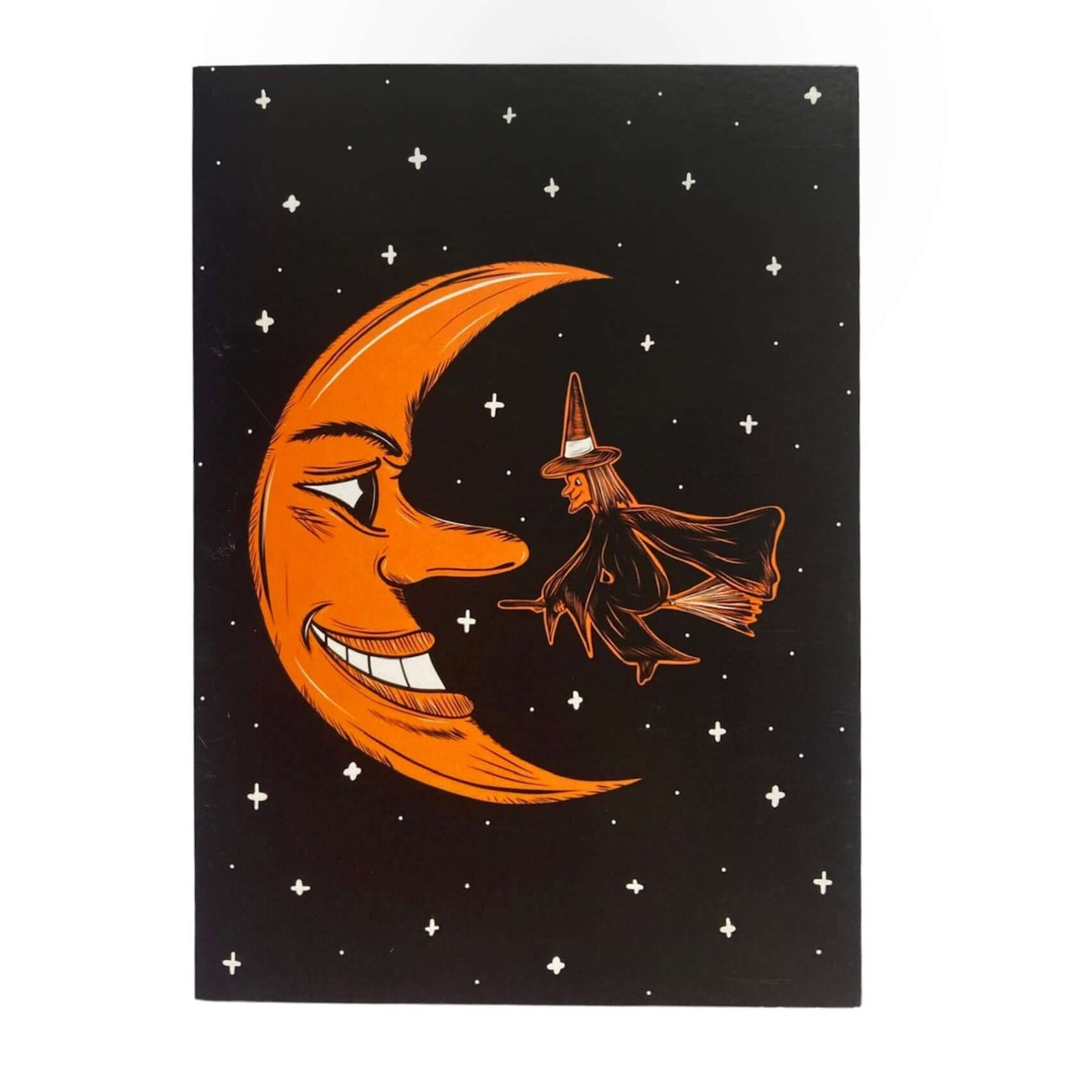 Halloween Witch and Moon Vintage Inspired Greeting Card