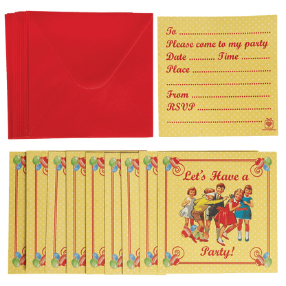 Set of 10 Vintage Style Party Invites