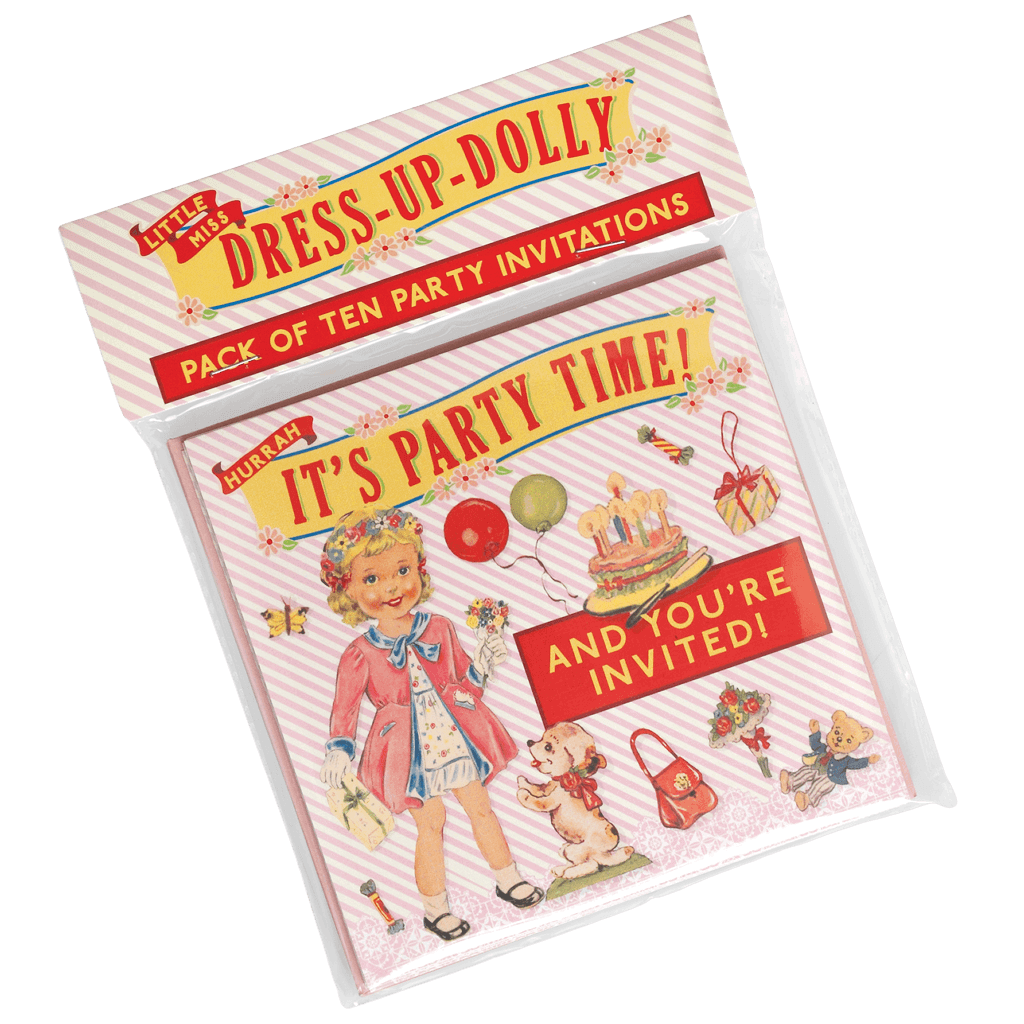 Set of 10 Dress Up Dolly Party Invites